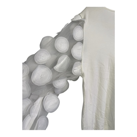 Sioni White Square Neckline Sweater  Sheer Exaggerated Futuristic Sleeves XL - Picture 11 of 16